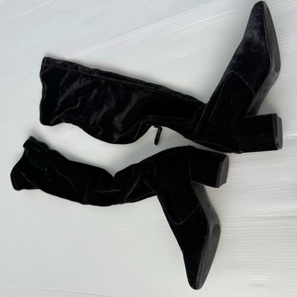 MNG by Mango black velvet over the knee heeled boots size 7.5 / 38 - Picture 6 of 13